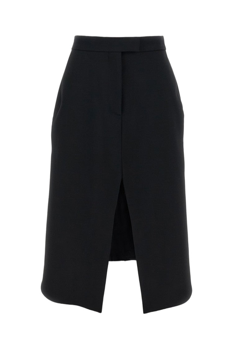 Alexander Mcqueen Swallowtail Pencil Skirt In Stretch Wool Gabardine