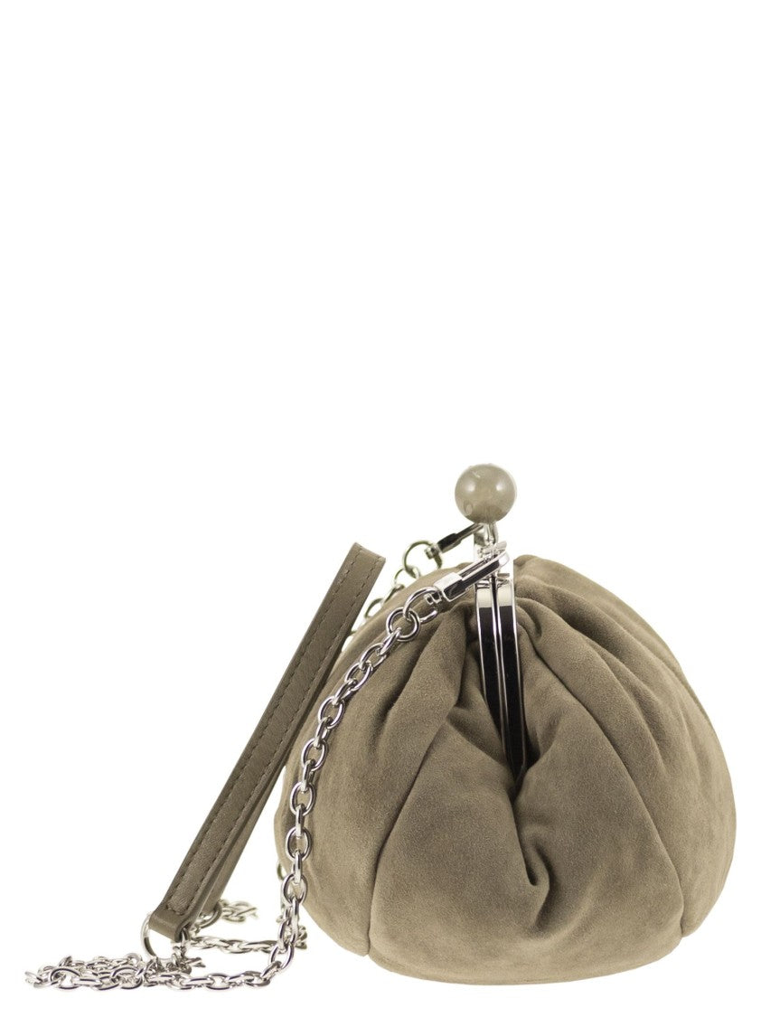 Max Mara Small Suede Clutch With Marbled Bead Closure