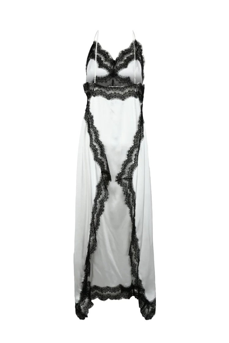 Msgm Long Slip Dress - White/Black