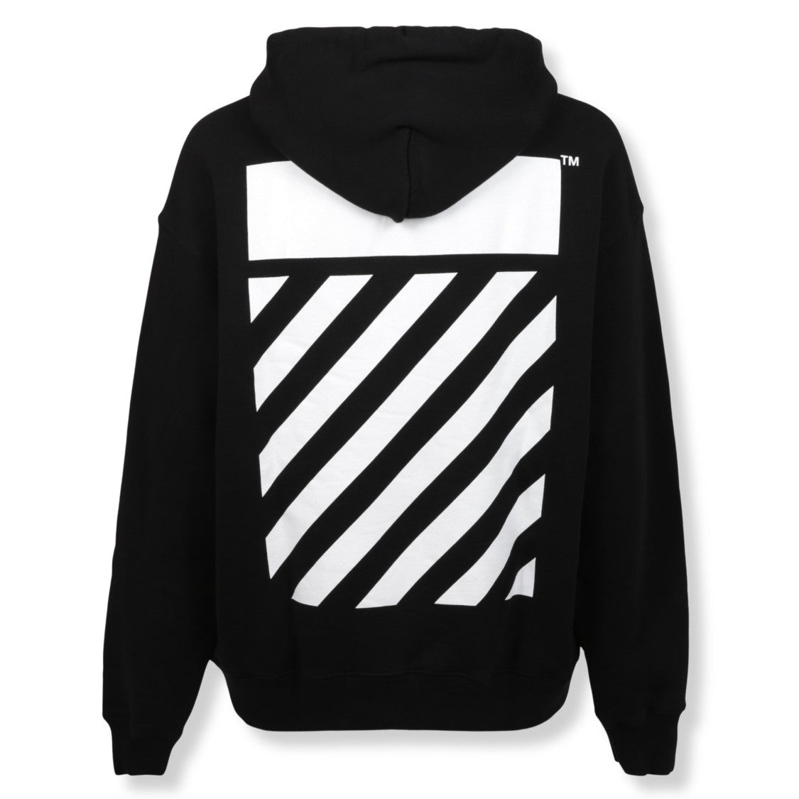 Off-White Diagonal Plaid Black Hoodie With Adjustable Drawstring