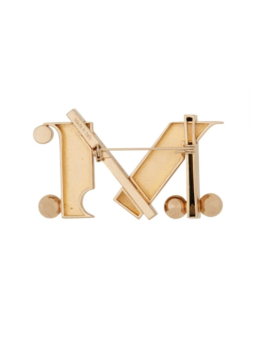 Max Mara Monogram Brooch With Polished Finish And Versatile Design