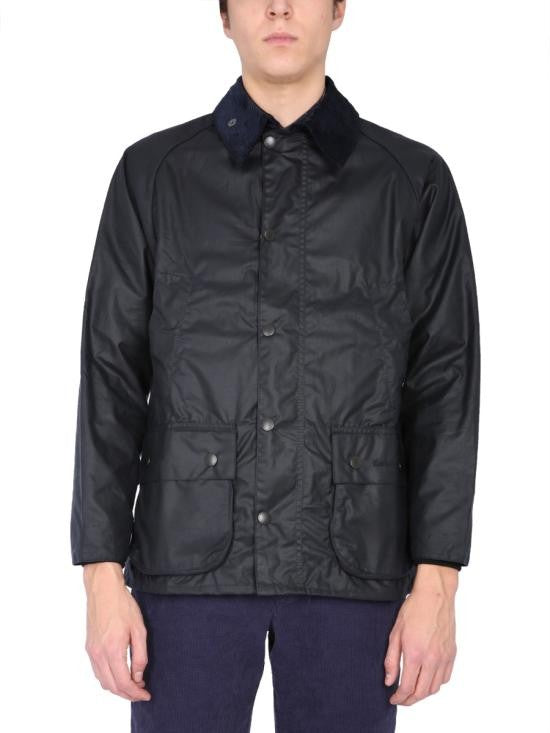 Barbour Black Waxed Cotton Barbour Jacket With Corduroy Collar