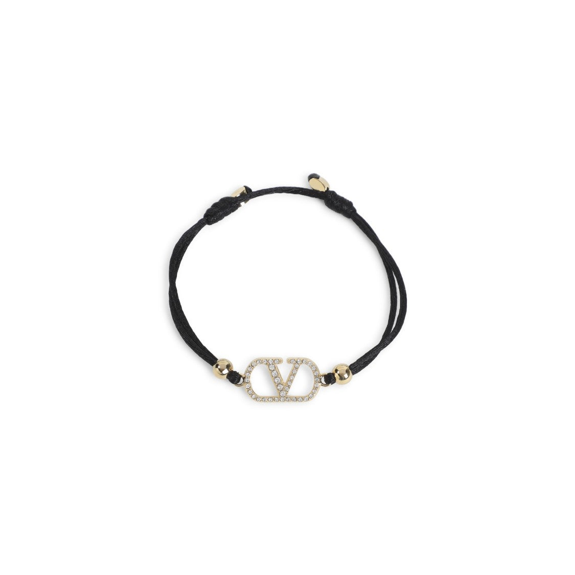 Valentino Garavani Black Polyester Bracelet With Gold-Toned Charm