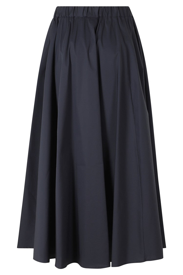 Aspesi Blue Long Elastic-Waist Cotton-Blend Flared Skirt