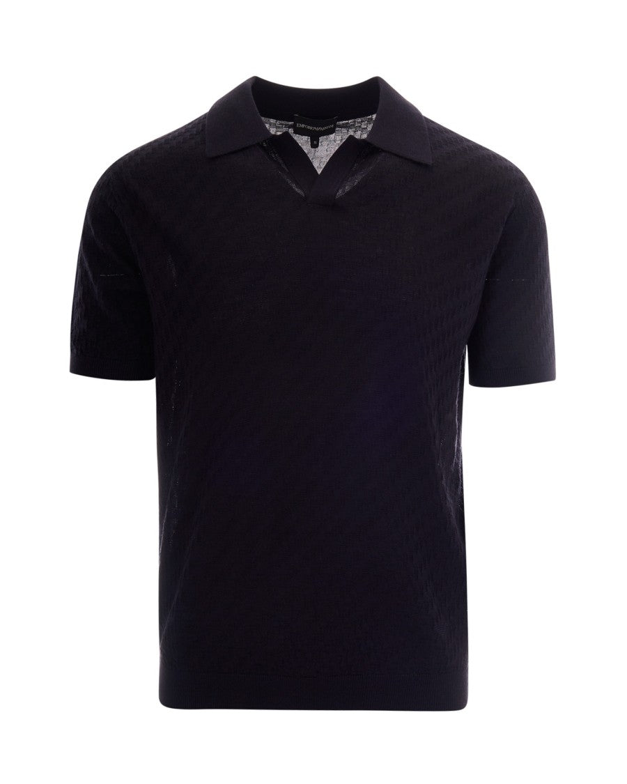 Emporio Armani Textured Knit Polo Shirt With Classic Collar