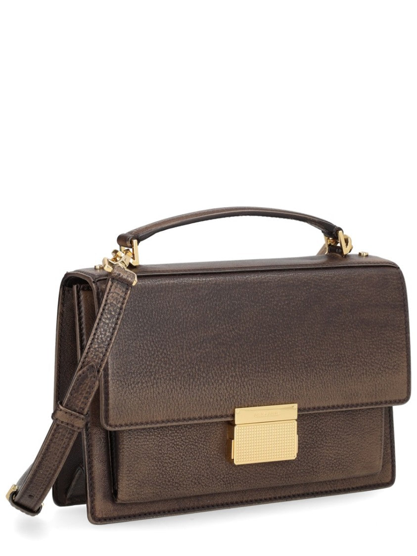 Golden Goose Structured Rectangular Gold Clasp Handbag