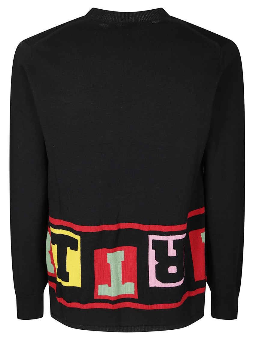 Comme Des Garçons Crew Neck Sweater With Bold Lettering Detail
