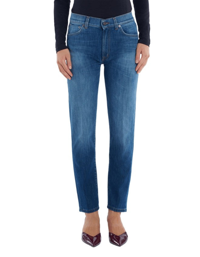 Dondup Medium Blue Straight-Leg Jeans With Classic Five-Pocket Design
