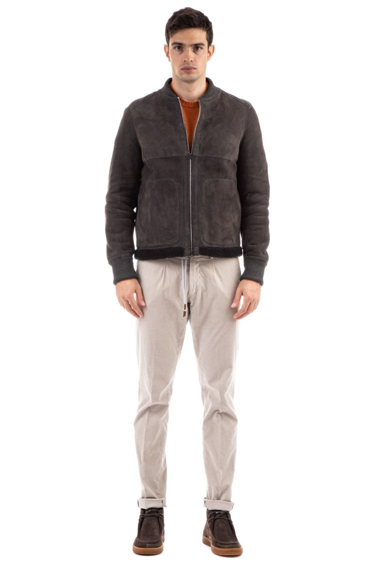 Salvatore Santoro Shearling Baseball Collar Bomber