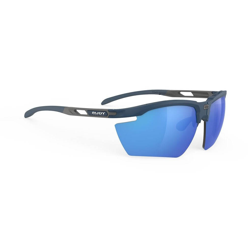 Rudy Project Blue Magnus Mirrored Semi-Rimless Sunglasses