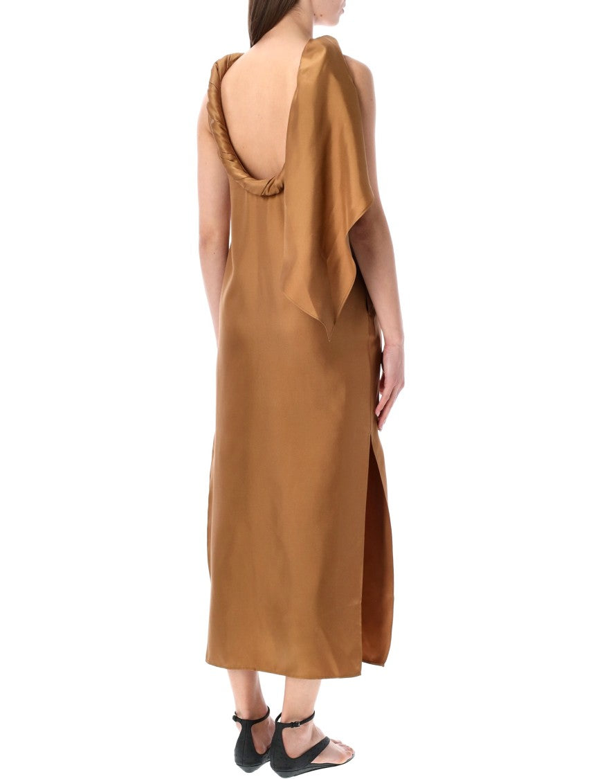 Loulou Studio Susan Silk Twill Twisted Collar Dress