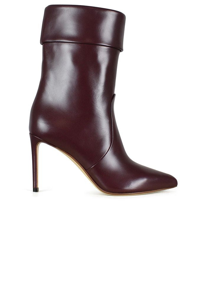 Francesco Russo Cuffed Burgundy Leather Ankle Boots