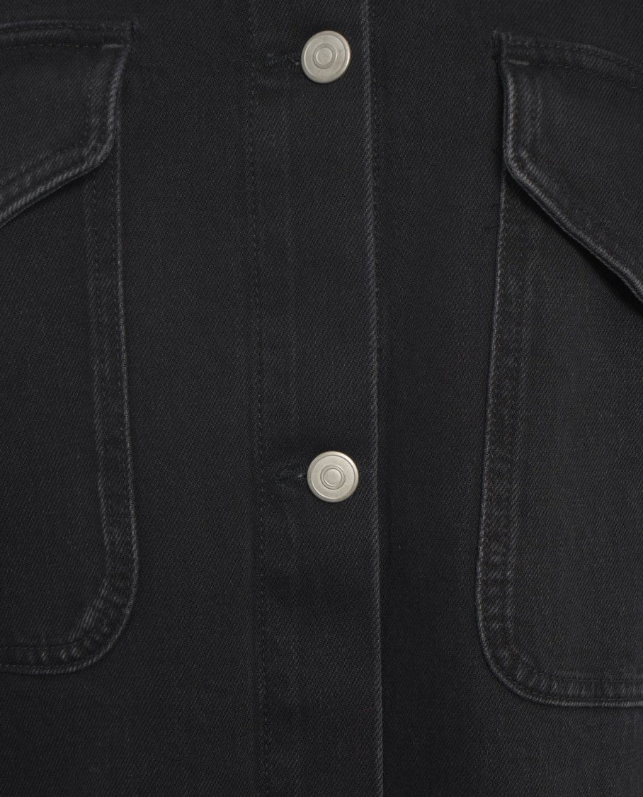 Erika Cavallini Boxy Fit Black Jacket With Classic Collar And Patch Pockets