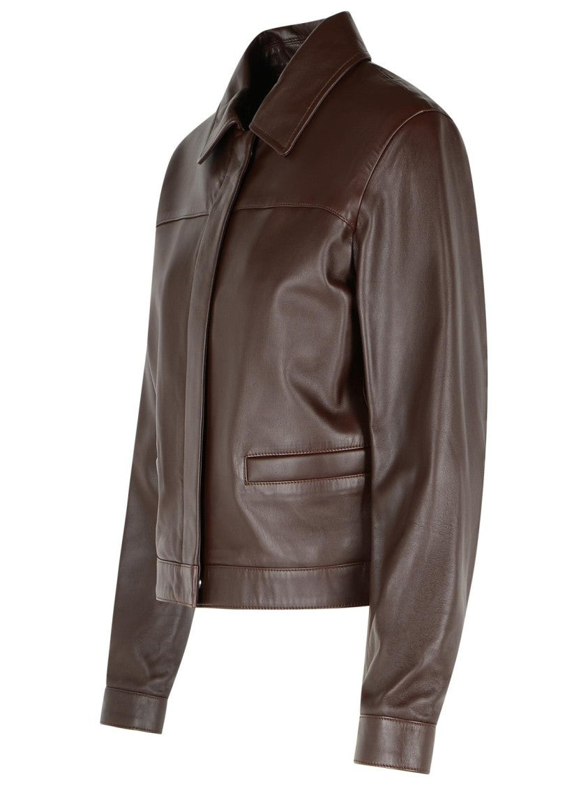 Loulou Studio Ascot' Brown Leather Jacket