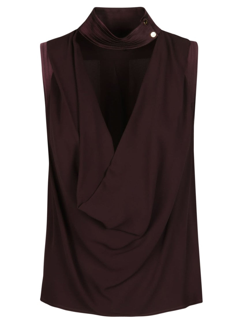 Elisabetta Franchi Draped Cowl Neck Sleeveless Blouse