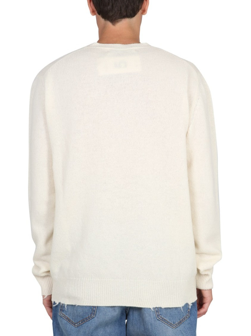 Department Five Ribbed Collar Sweater With Cross-Neck Detail