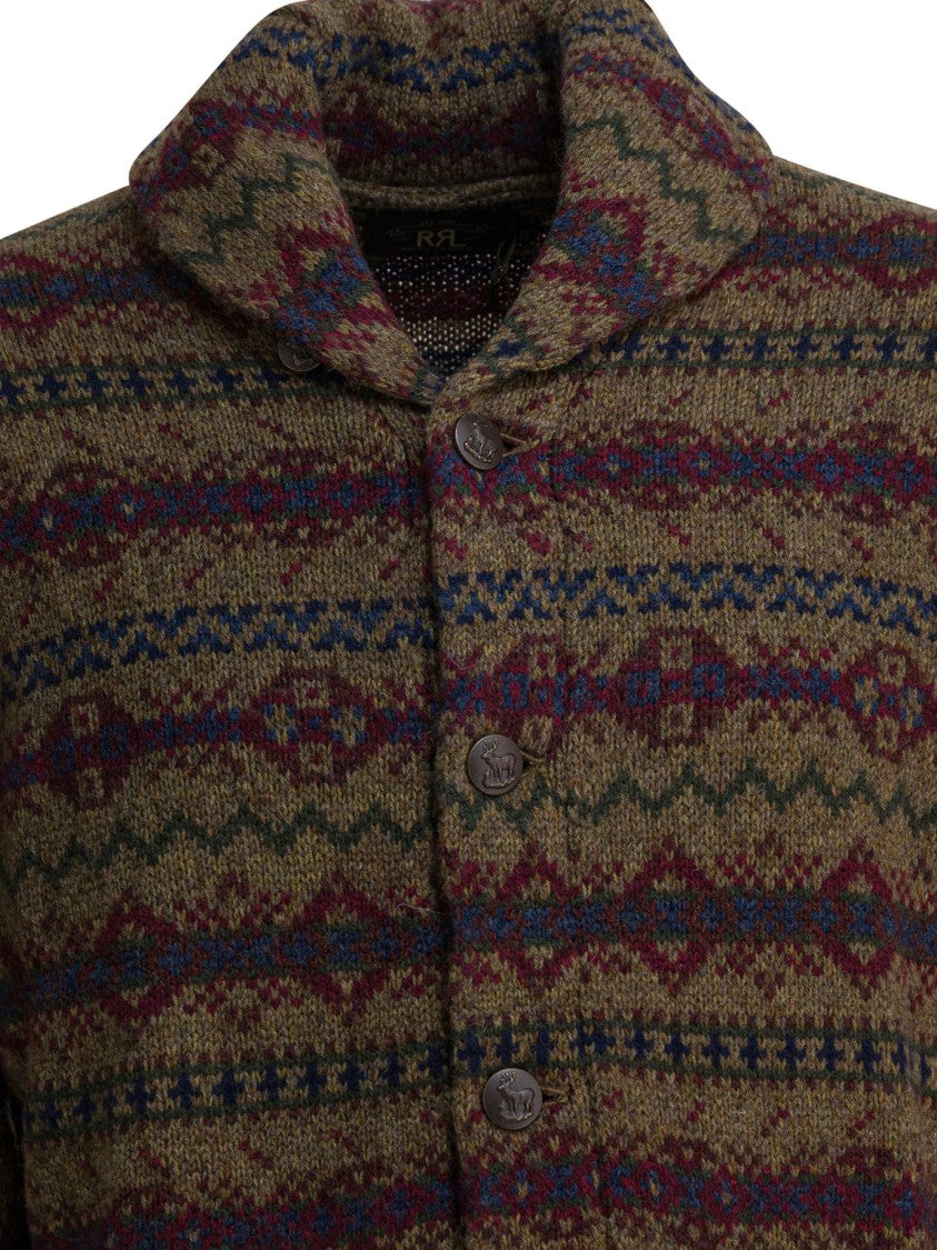 Rrl By Ralph Lauren Patterned Wool Cardigan With Shawl Collar