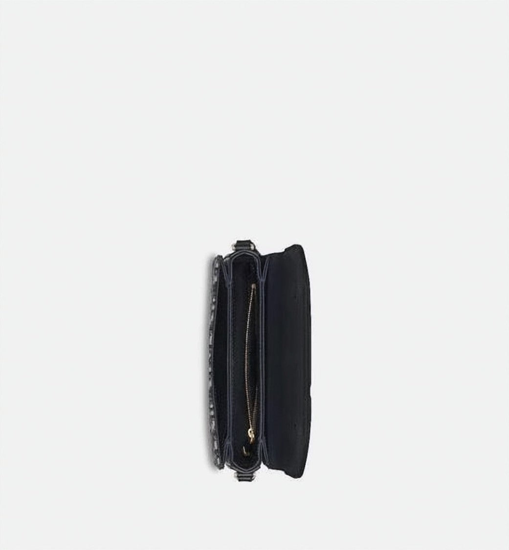 Dior Structured Monogram Canvas Shoulder Bag With Leather Detailing