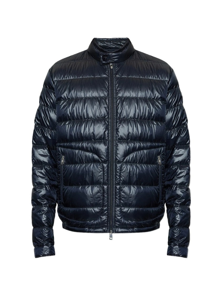 Moncler Black High-Collar Puffer Jacket With Glossy Finish