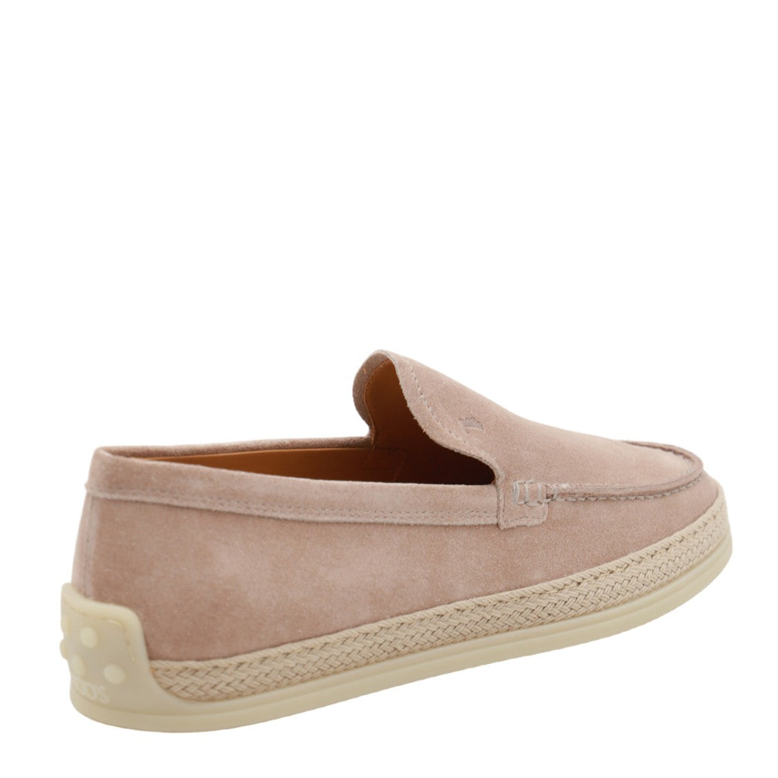 Tod's Blush Suede Slip-On Flats With Textured Edge