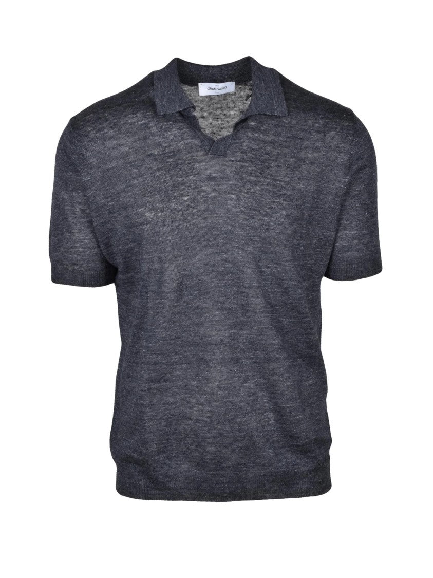 Gran Sasso Lightweight Knit Polo With Classic Collar And Textured Finish