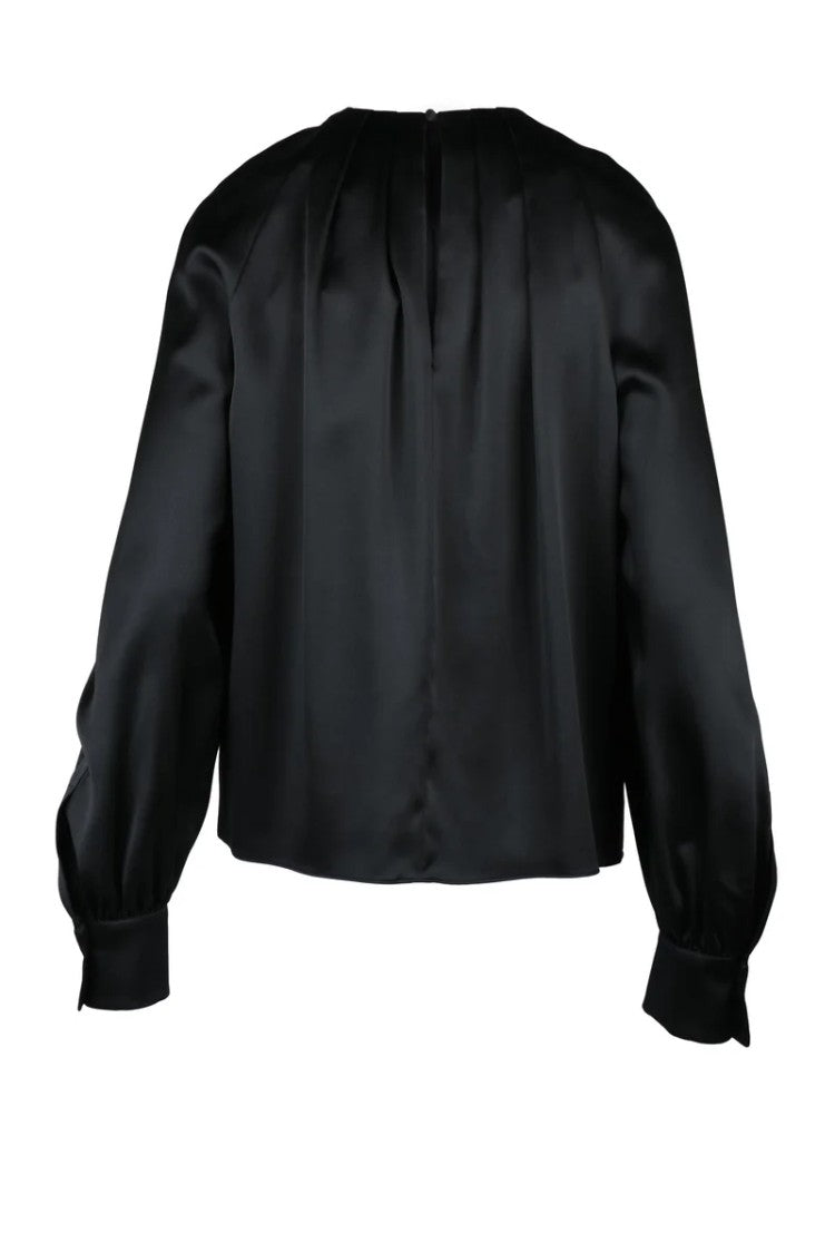 Max Mara Key Satin Blouse Silk - Black