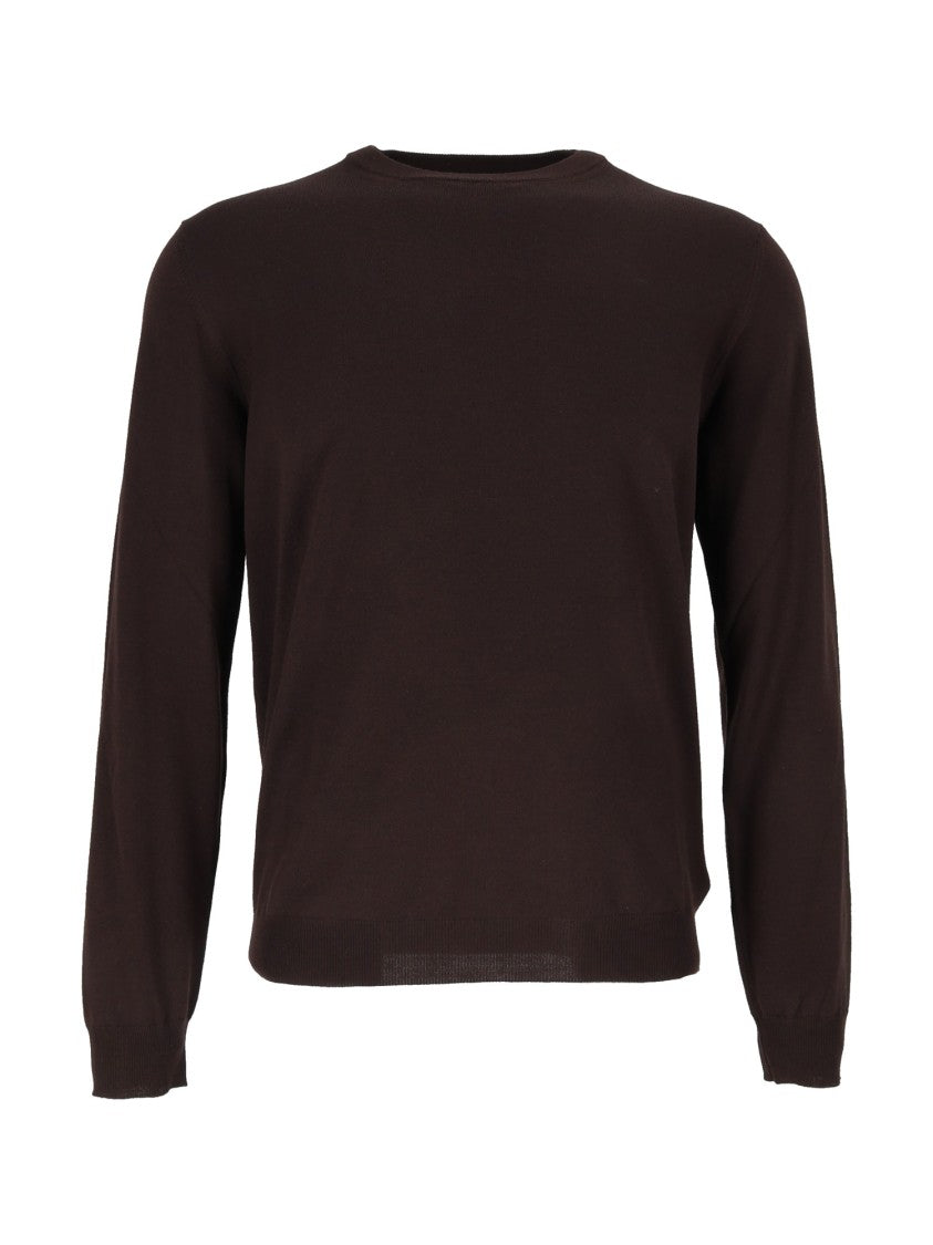 Slowear Zanone Brown Giro Crew Neck Wool Sweater