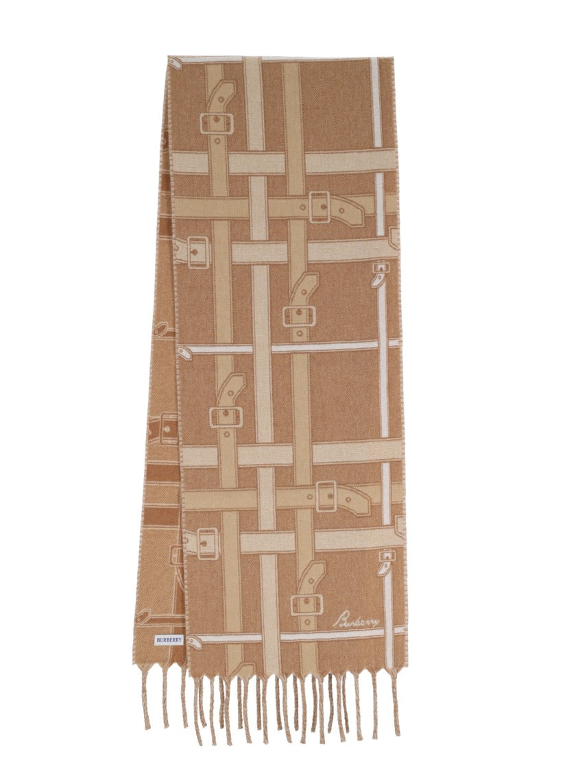 Burberry “Check” Scarf With Fringe Detail – Beige