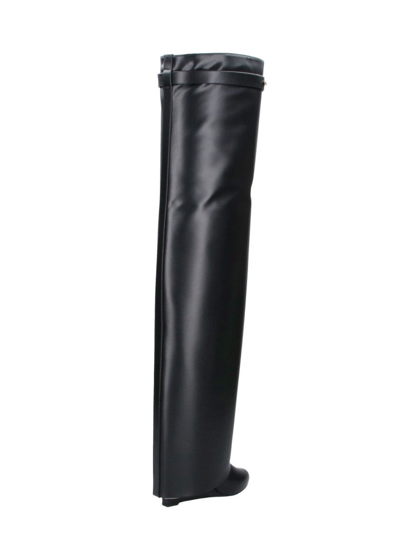 Givenchy Shark Pinch Knee-High Leather Wedge Boots