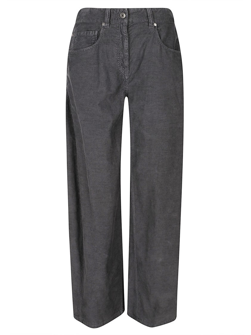 Brunello Cucinelli Relaxed Wide-Leg Trousers With Textured Fabric And Five-Pocket Design