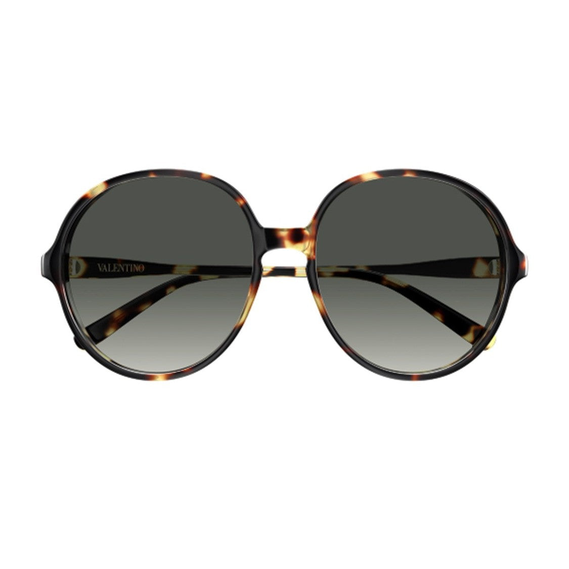 Valentino Havana Linea V Logo Recycled Acetate Round Sunglasses
