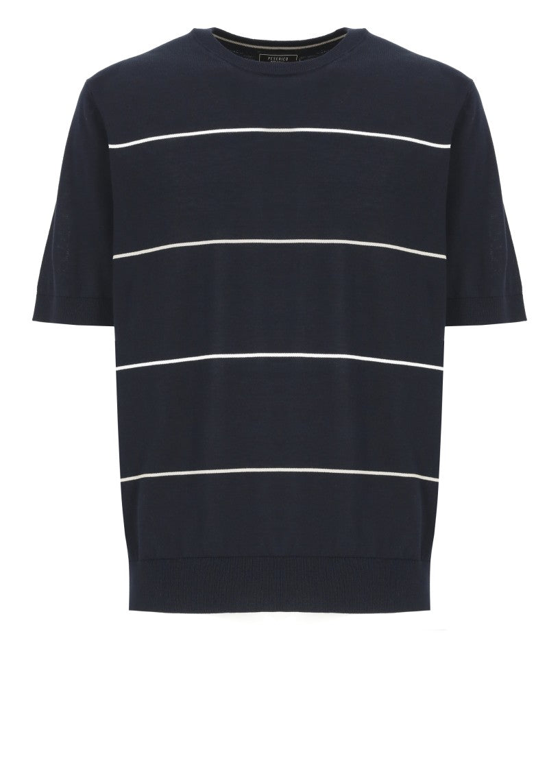 Peserico Blue Cotton Polo Shirt