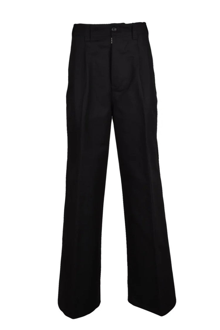 Maison Margiela Wide Leg Cotton Trousers - Black