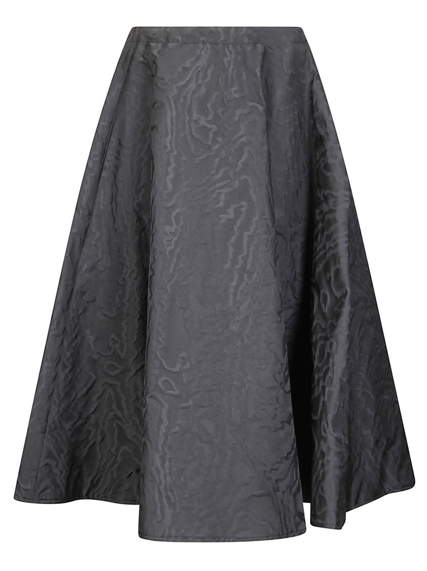 Stefano Mortari Black Flared Midi Skirt With Damask Effect