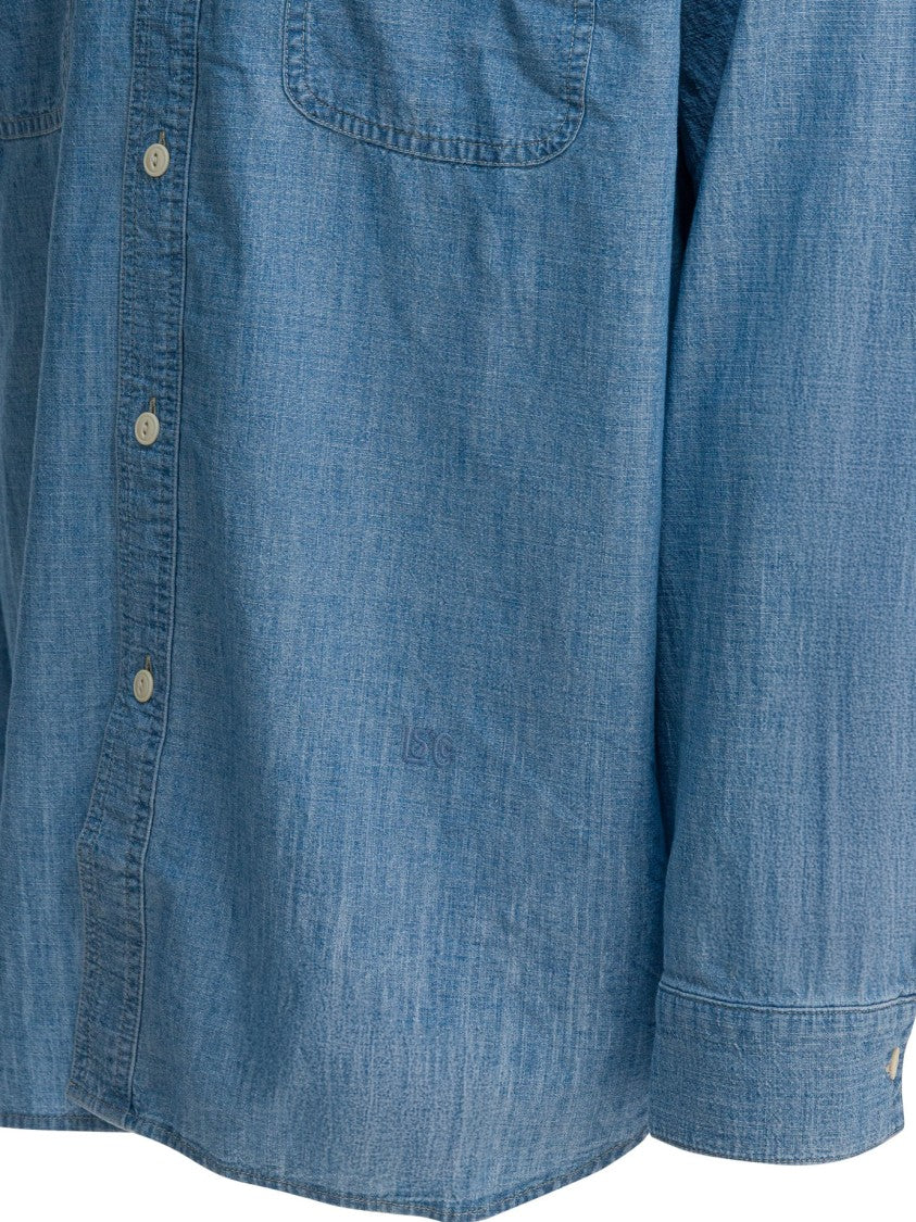 Levi's Structured Blue Denim Shirt With French Collar