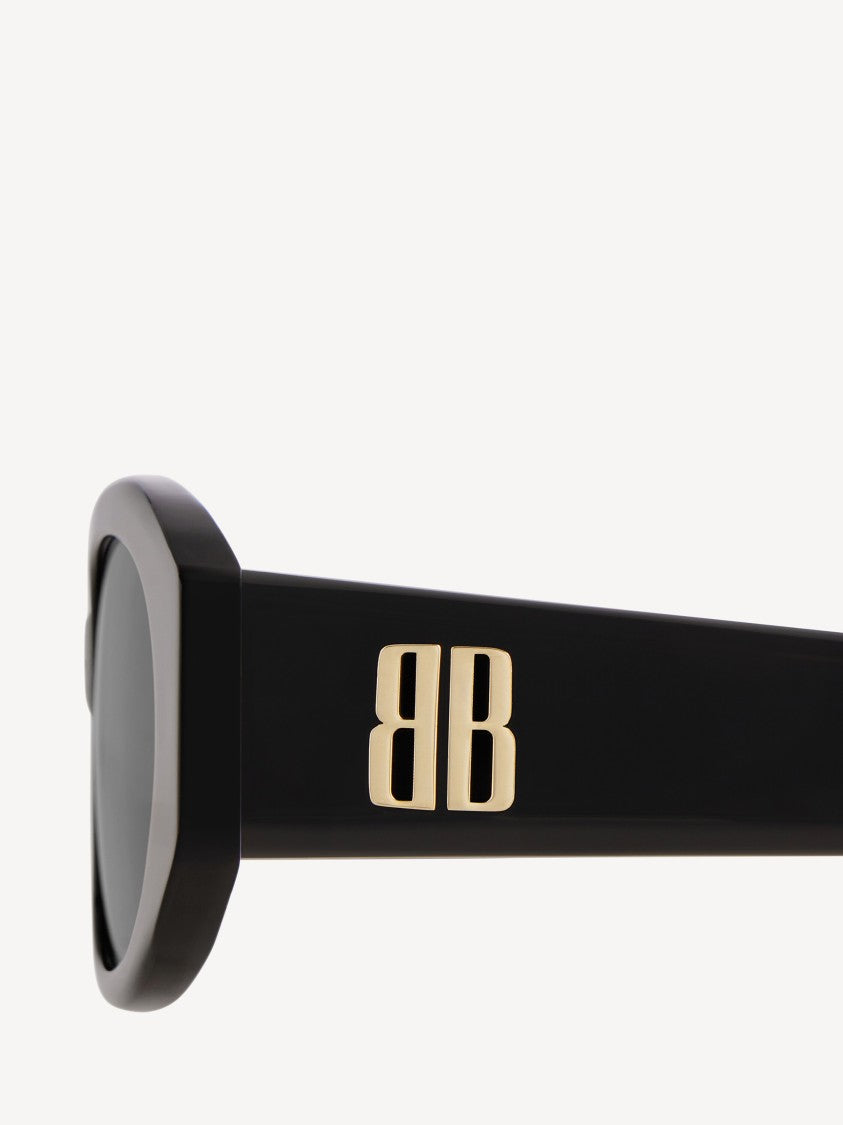 Balenciaga Black Narrow Oval Sunglasses