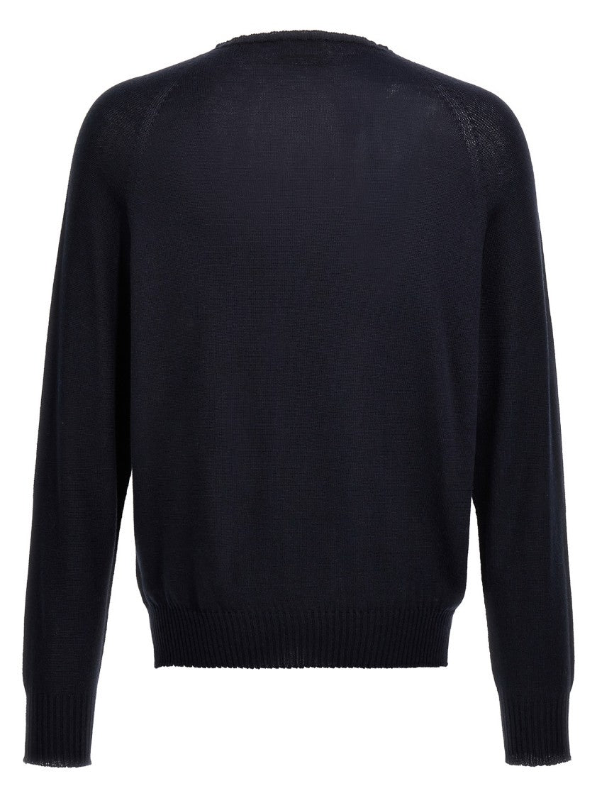 Ma'ry'ya Crew-Neck Knit Sweater In Cashmere-Cotton Blend