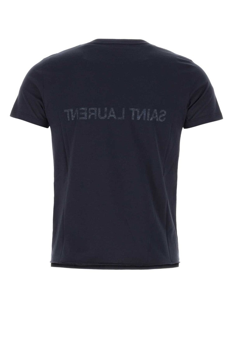Saint Laurent Navy Blue Cotton T-Shirt