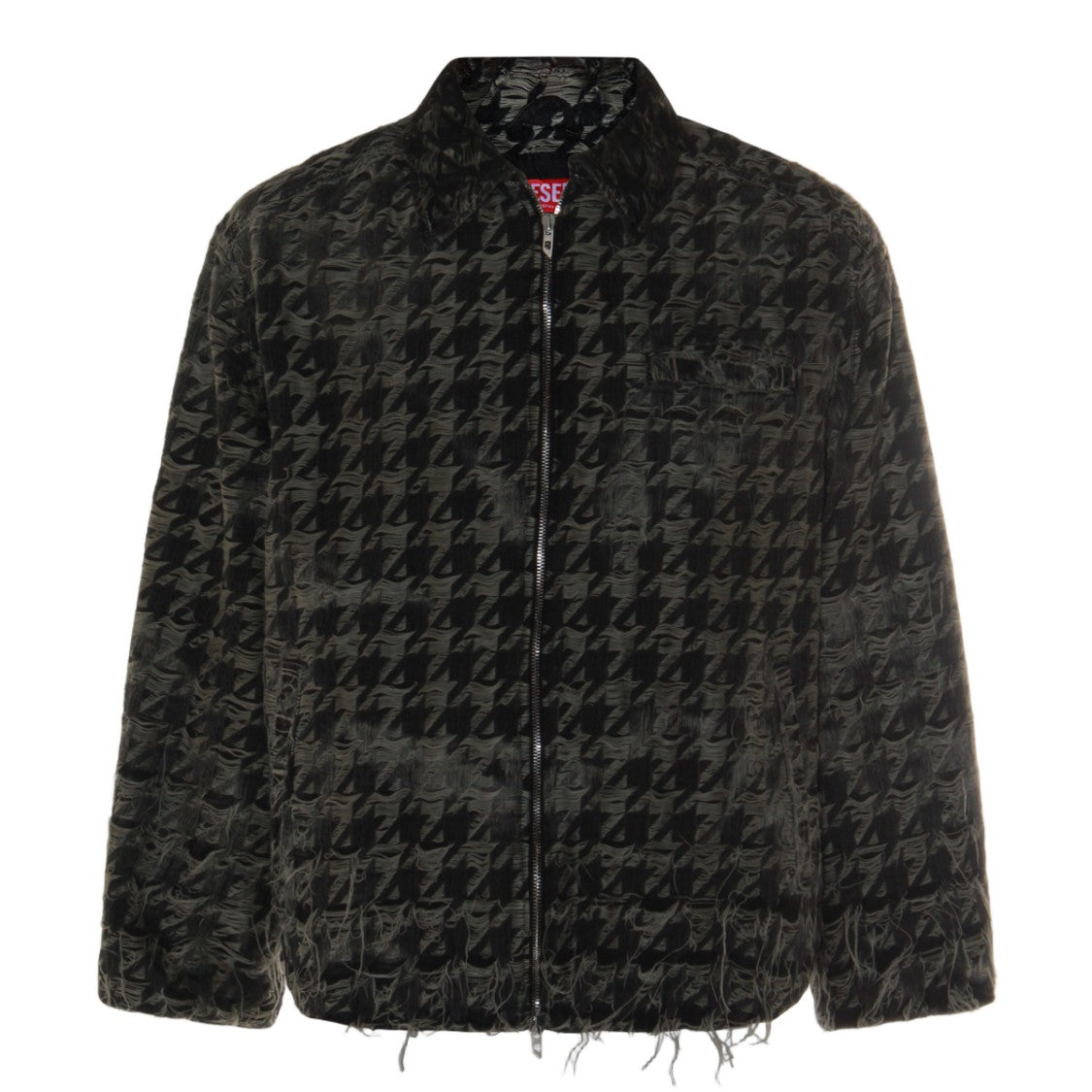 Diesel Textured Houndstooth Jacket With Distressed Finish