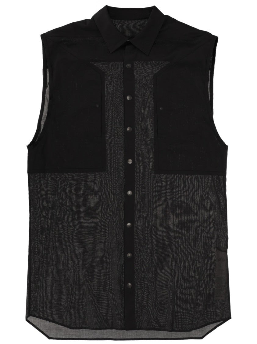 Rick Owens Neutrals Jumbo Sl Sheer Mesh Shirt