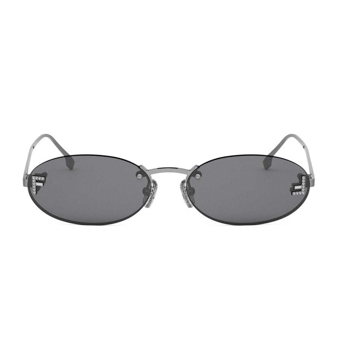 Fendi Silver First Crystal Fe4075us Oval Rimless Metal Sunglasses
