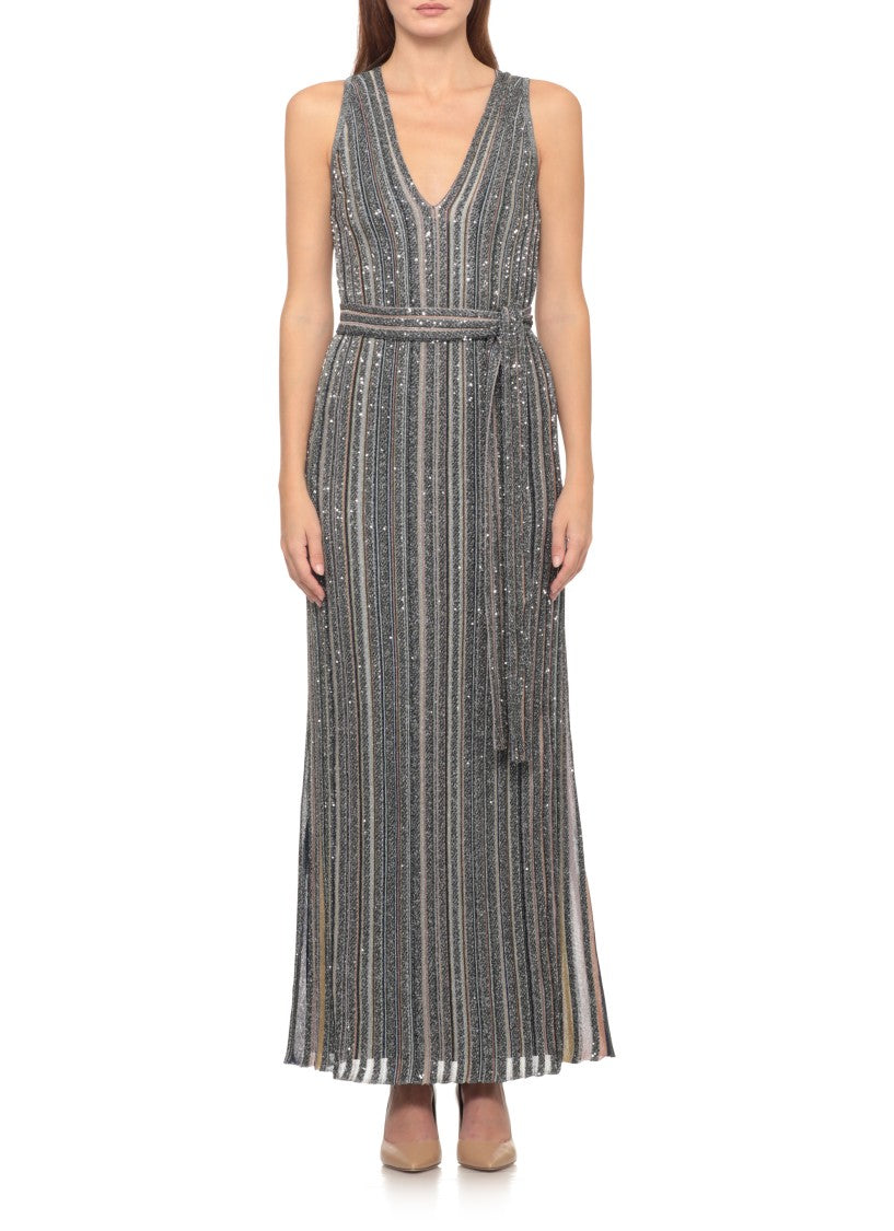 Missoni Multicolor Sequined Lurex Striped Viscose Maxi Dress