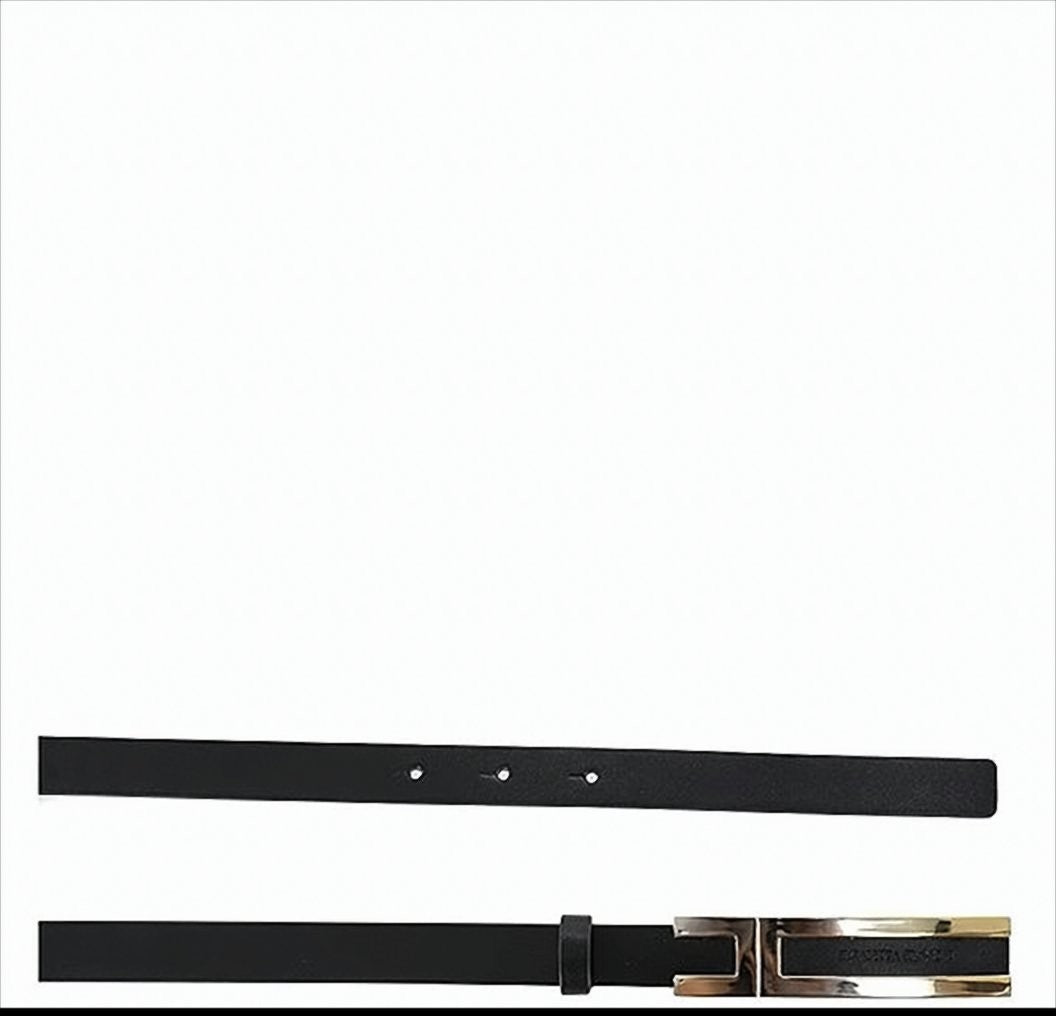 Elisabetta Franchi Black Adjustable Belt With Distinctive Logo Buckle