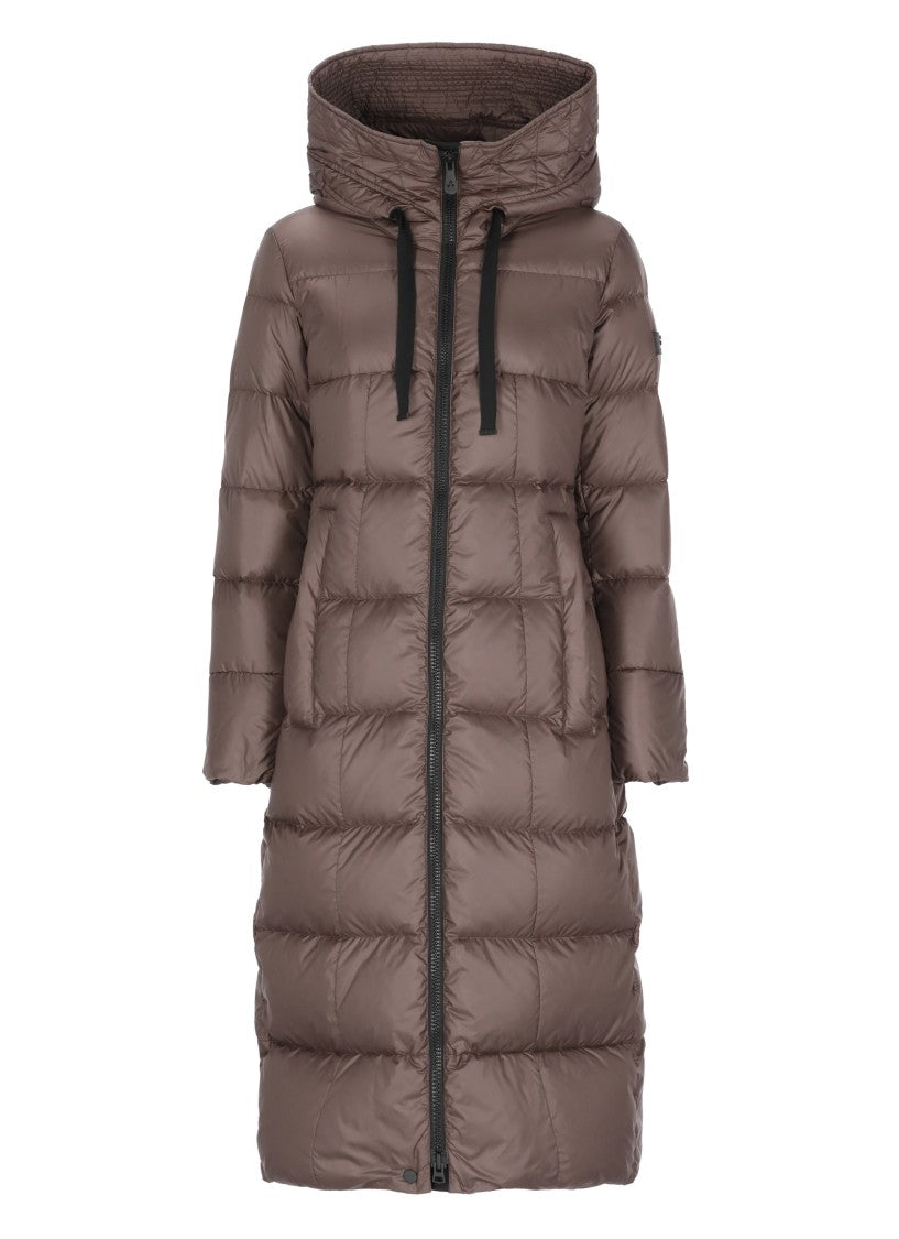 Peuterey Brown Nunki Hooded Quilted Long Down Jacket