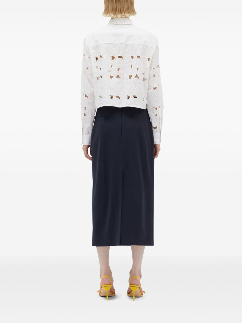 Msgm Navy Blue Wool Skirt