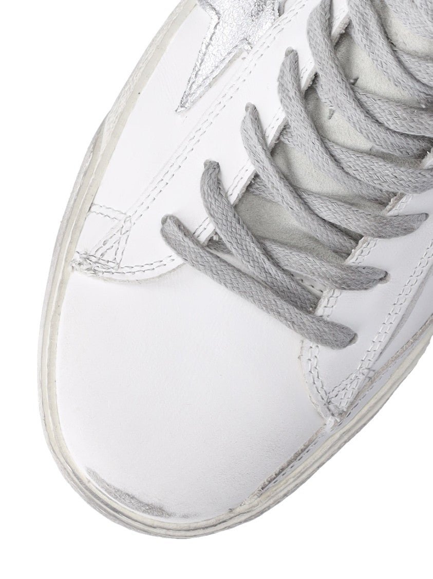 Golden Goose White Francy Distressed Calf Leather Sneakers