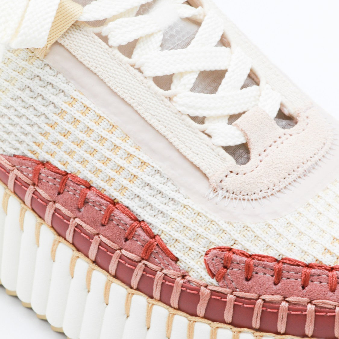 Chloé Chunky Sole Sneakers With Textured Mesh