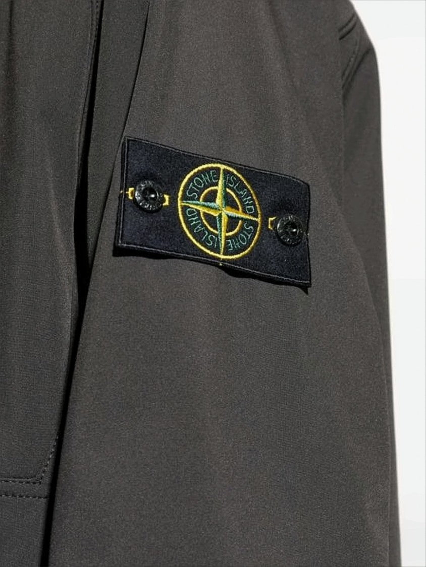 Stone Island Relaxed Fit Grey Jacket With High Collar And Zipper Closure