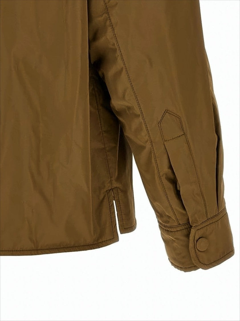 Ami Paris Matte-Finish Brown Casual Jacket With Boxy Silhouette