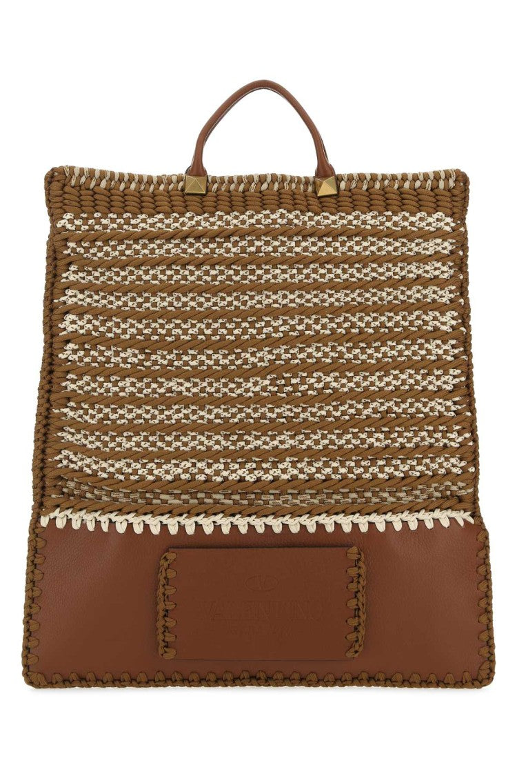 Valentino Garavani Multicolor Crochet And Leather Shopping Bag
